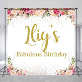 Aperturee - Aperturee Gold Glitter Custom Name Fabulous Birthday Backdrop